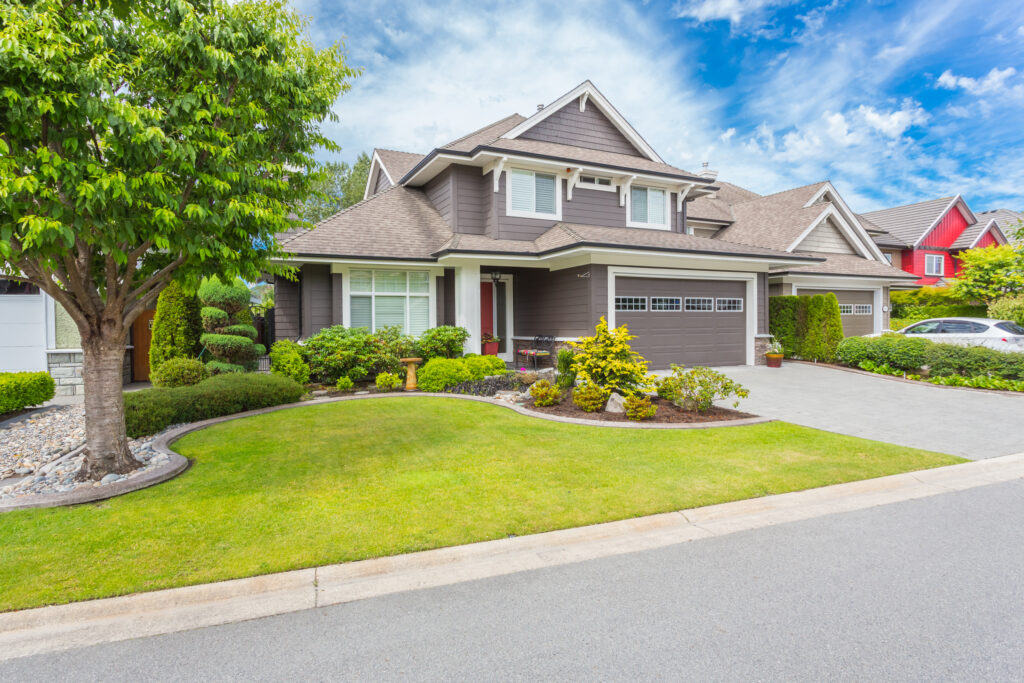 front of a home in a neighborhood